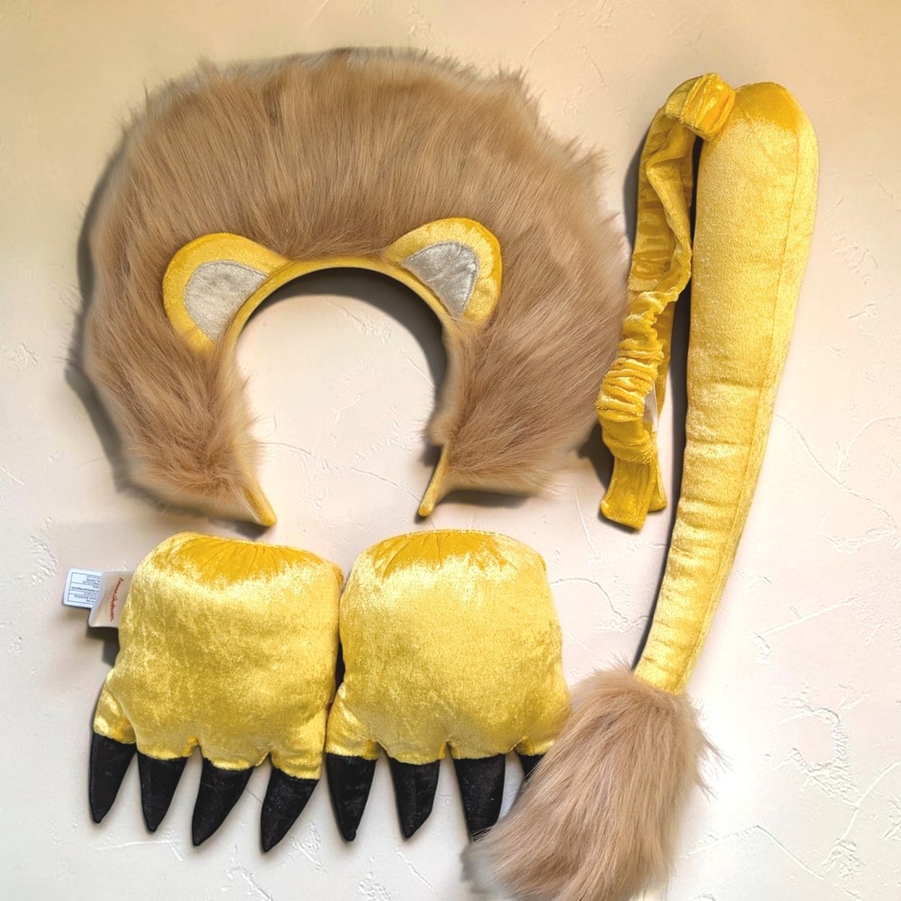 Hanna Andersson Lion 4 pc Costume Accessory Set Mane Paws Tail OS L1020 Yellow